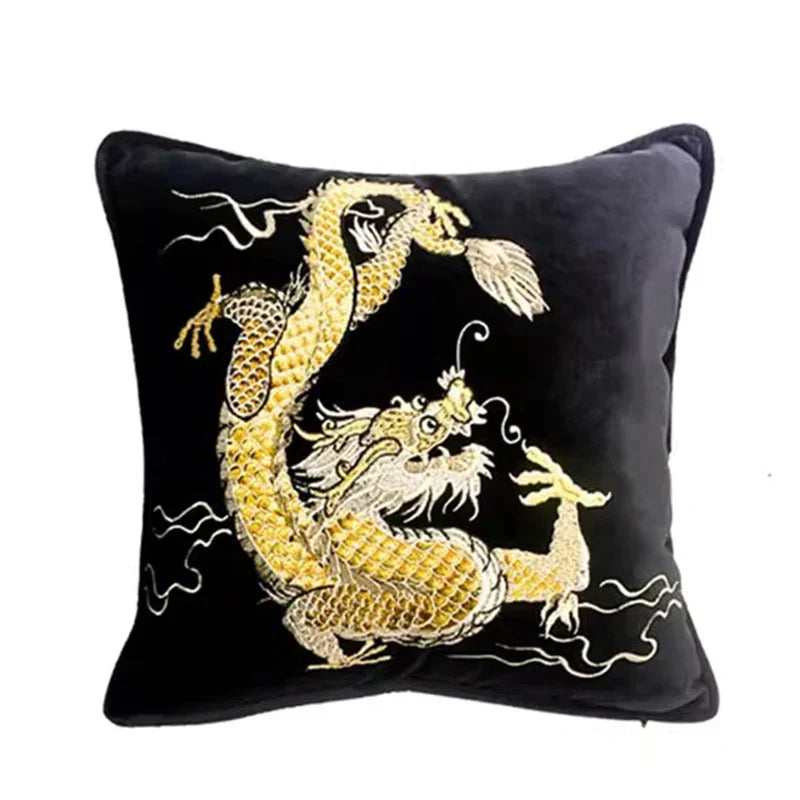 DecorBites™ Dragon Velvet Pillow Cover 48x48 Pink Outdoor Decor for Couch Bed