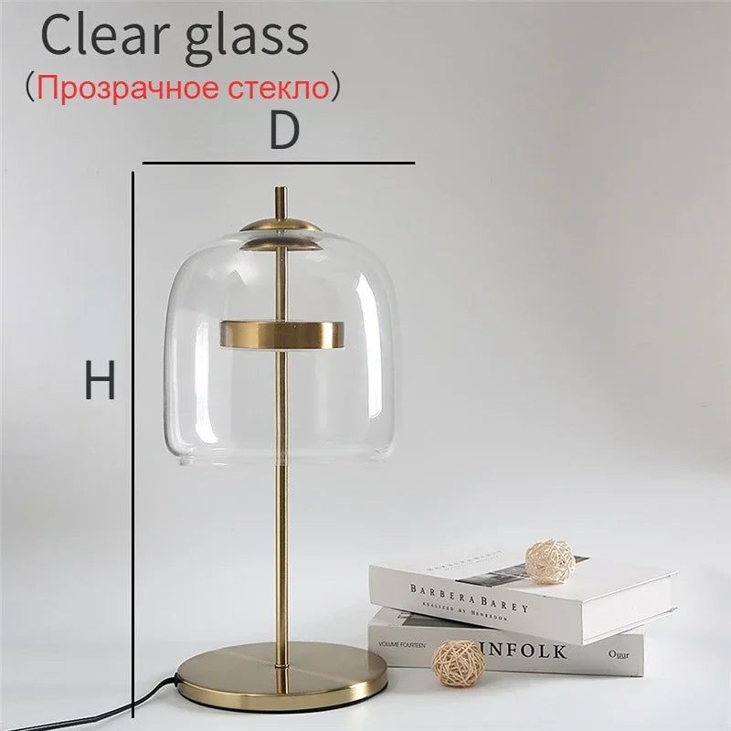DecorBites™ Glass Lampshade LED Table Lamp for Modern Bedroom Decor