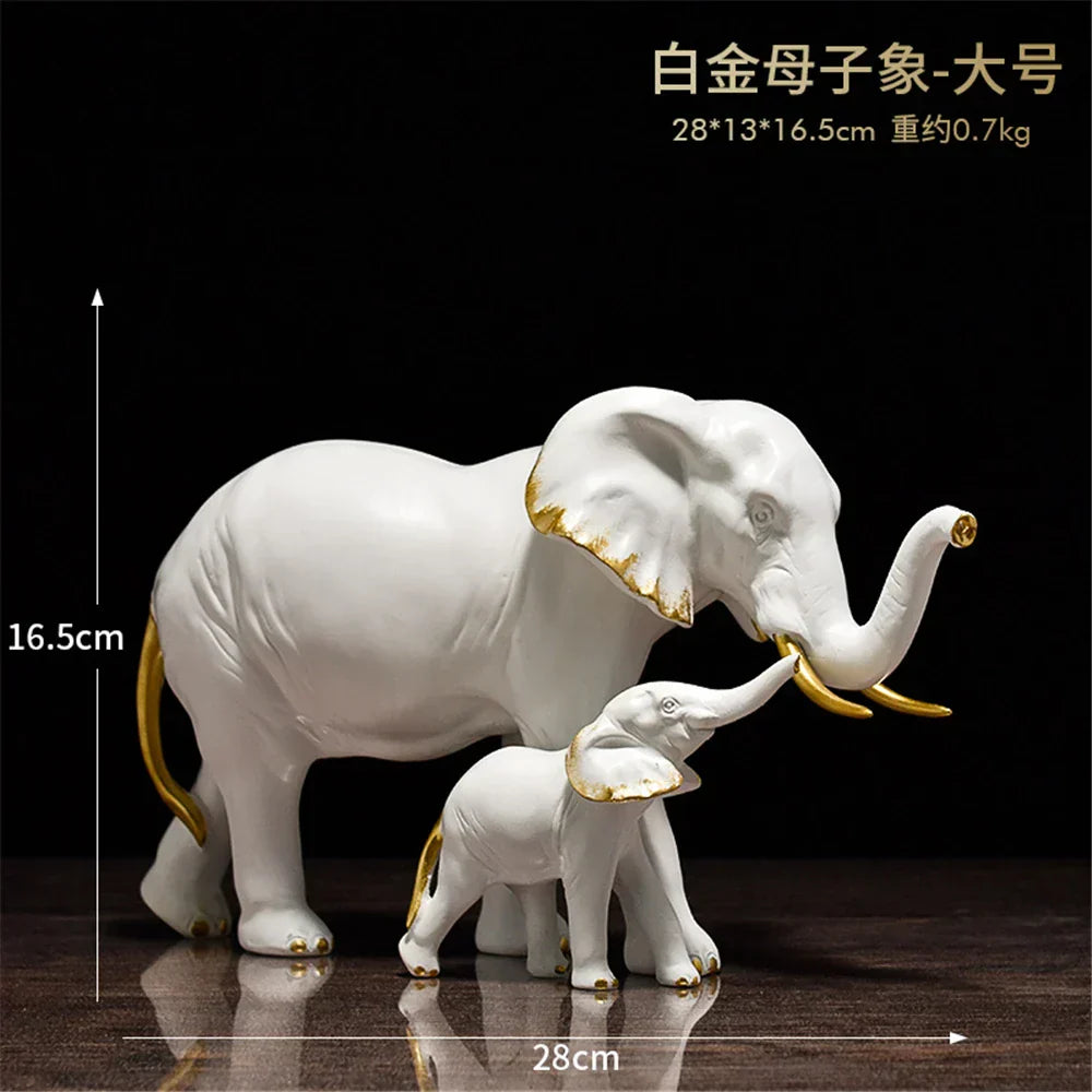 DecorBites™ Elephant Art Decor 2pcs Lucky Elephant Sculpture for Home Living Room Decor