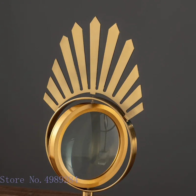 DecorBites™ Golden Metal Eyes Magnifying Glass with Crystal Glass Base - Modern Home Decoration