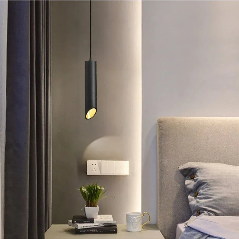 Nordic Long Tube Dimmable Pendant Light White Aluminum