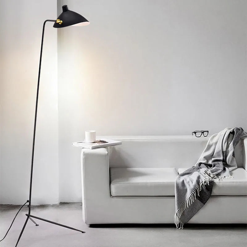 DecorBites™ Black Metal Floor Lamp, Rotatable Lampshade for Parlor Bedroom Reading Lighting.
