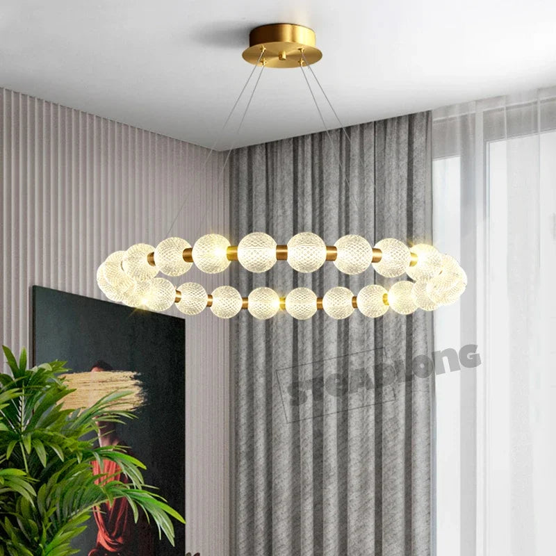 DecorBites™ Glass Ball LED Ceiling Chandelier: Modern Living Room Bedroom Pendant Light