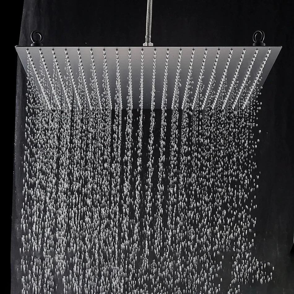 DecorBites™ 20 Inch Square Stainless Steel Rainfall Shower Head - Luxury Chrome Finish