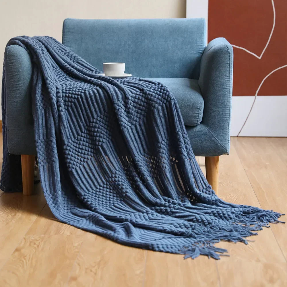 DecorBites™ Cozy Knitted Sofa Blanket - Winter Home Office Nap Comfort