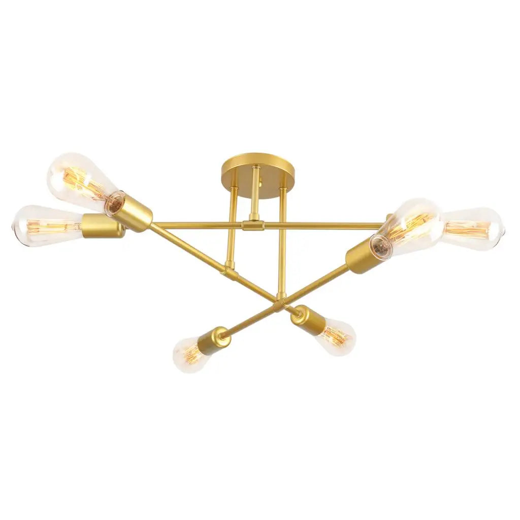 DecorBites™ Gold Iron Cage Ceiling Light مصباح سقف قفص حديدي ذهبي للديكور الاسكندنافي الحديث بتصميم عتيق E27