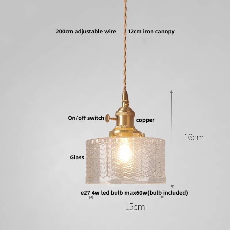 DecorBites™ Clear Glass LED Pendant Light Fixture with Copper Socket for Modern Home Decor