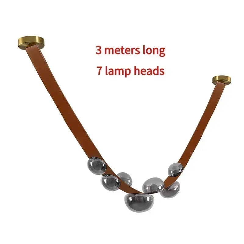 Nordic Leather and Glass Pendant Chandelier