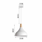 Nordic White Iron Pendant Light With Wood Accent