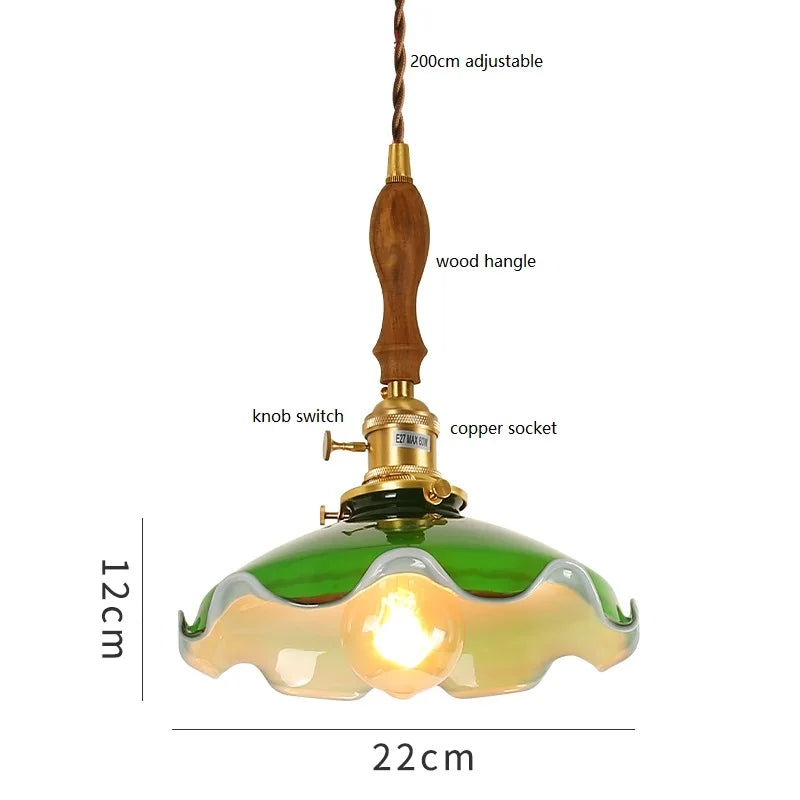 مصباح قلادة DecorBites™ LED الزجاجي الأخضر للمنزل والمطعم والبار والديكور على طراز الدور العلوي.