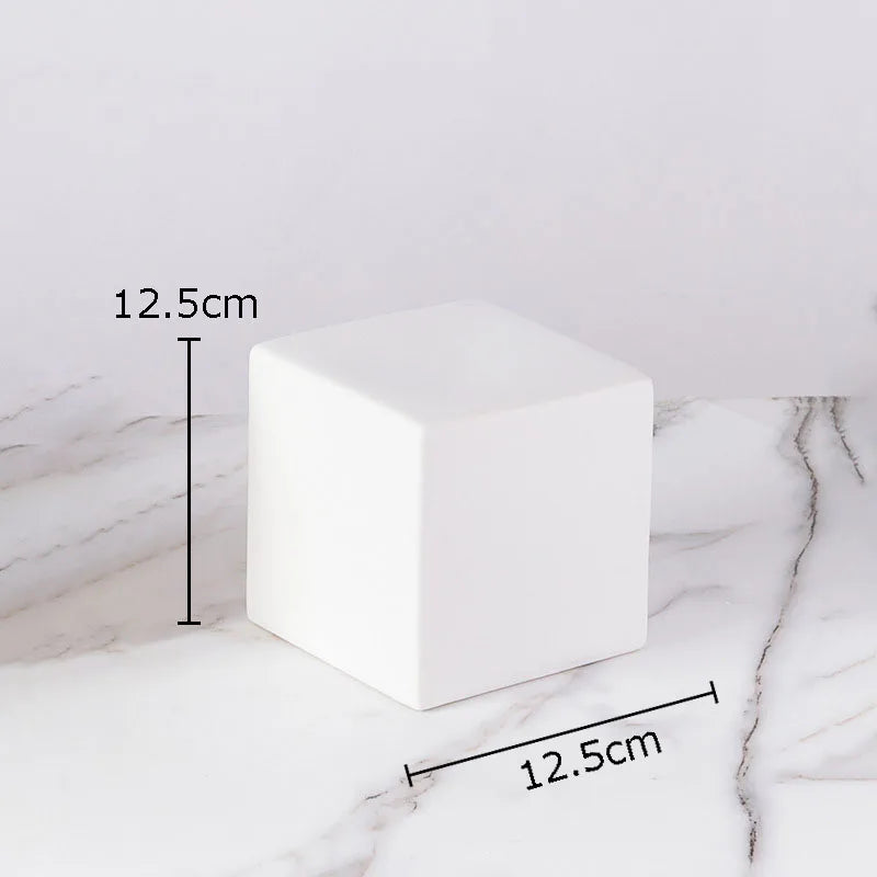 DecorBites™ Cube Round Statue Decor Ceramic Ornament Sculpture Artwork for Desk & Room