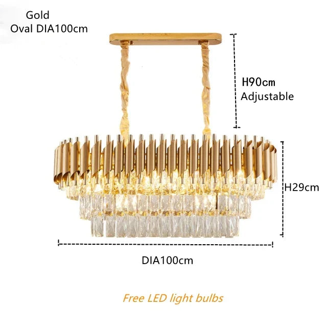 مصباح تعليق LED من DecorBites™ ذهبي كريستالي: مصباح تعليق فاخر عصري لغرفة المعيشة والمطعم