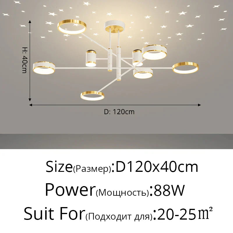 DecorBites™ ثريا LED: مصباح سقف ذكي حديث بجهاز تحكم عن بعد لغرفة المعيشة وغرفة النوم وغرفة الطعام والمطبخ