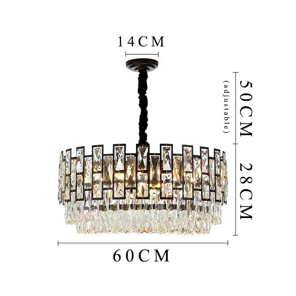 DecorBites™ Black Crystal LED Chandelier for Living Room, Dining Room, Kitchen, Bedroom