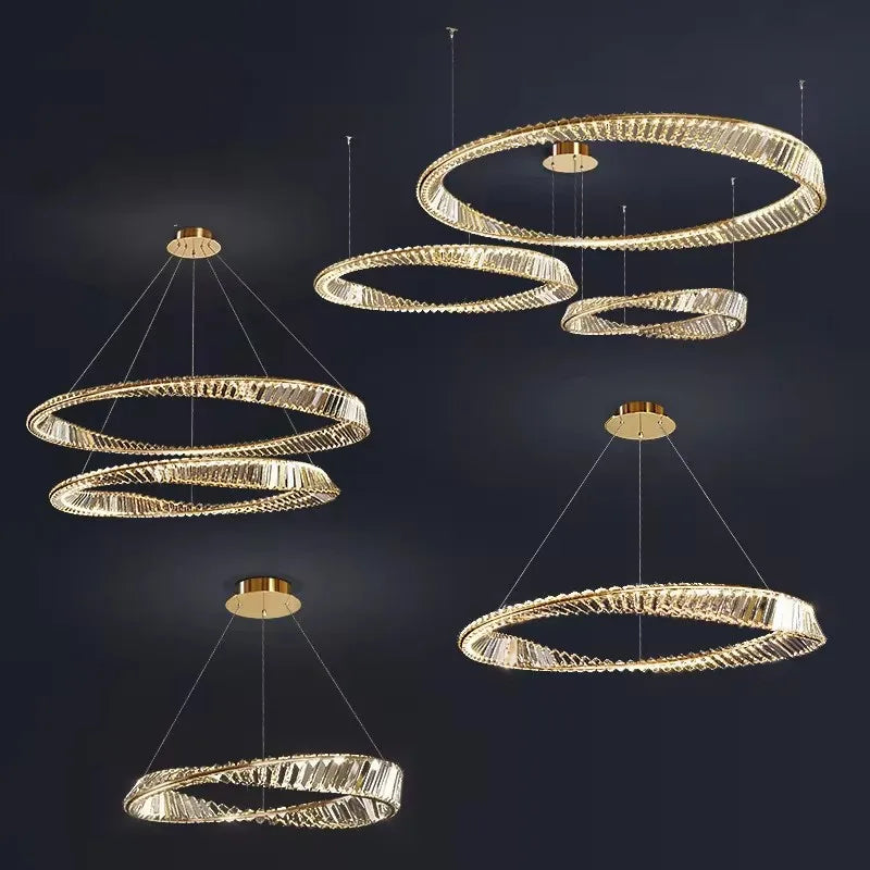 DecorBites™ Crystal Ring Ceiling Lamp - Modern Luxury LED Chandelier for Master Bedroom & Living Room