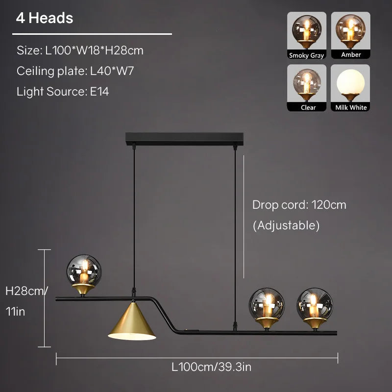 DecorBites™ مصباح معلق خطي ثريا مينيماليست حديثة إسكندنافية فانوس طاولة طعام