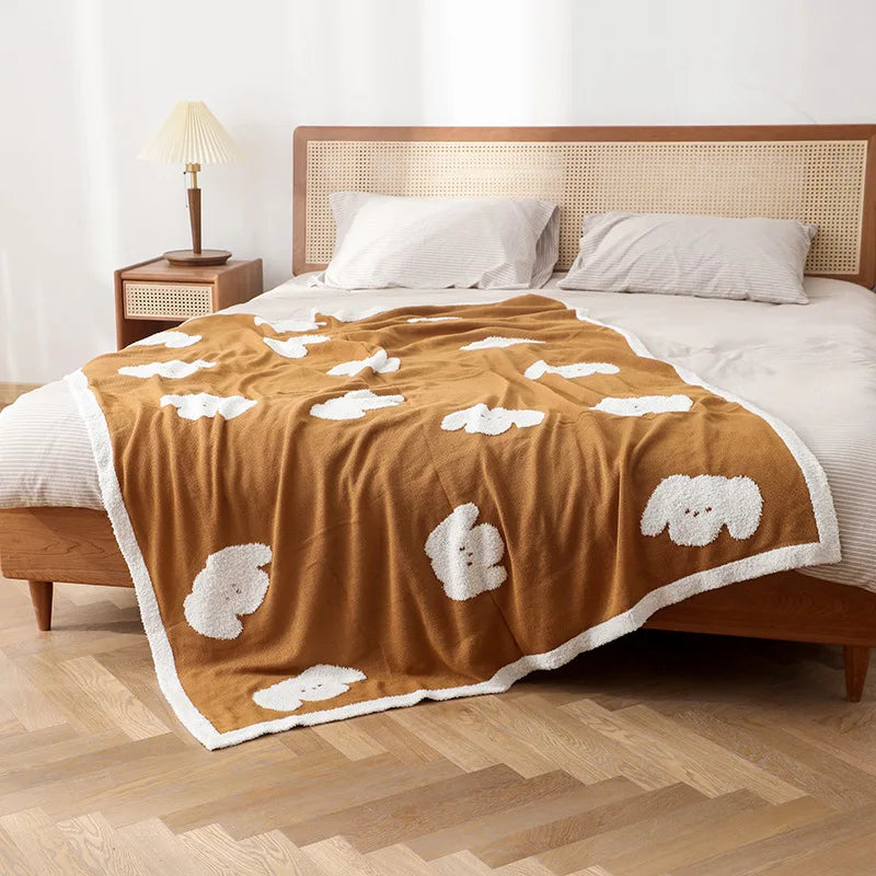 DecorBites™ Cozy Flannel Blanket for Home Office - Double-Sided Knitted Sofa Cover & Quilt