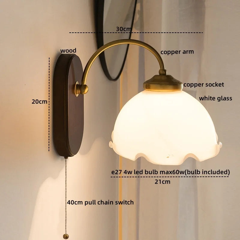DecorBites™ Iron Glass LED Wall Lights Modern Bedside Lamp 4w Bulb for Bathroom Bedroom Living Room