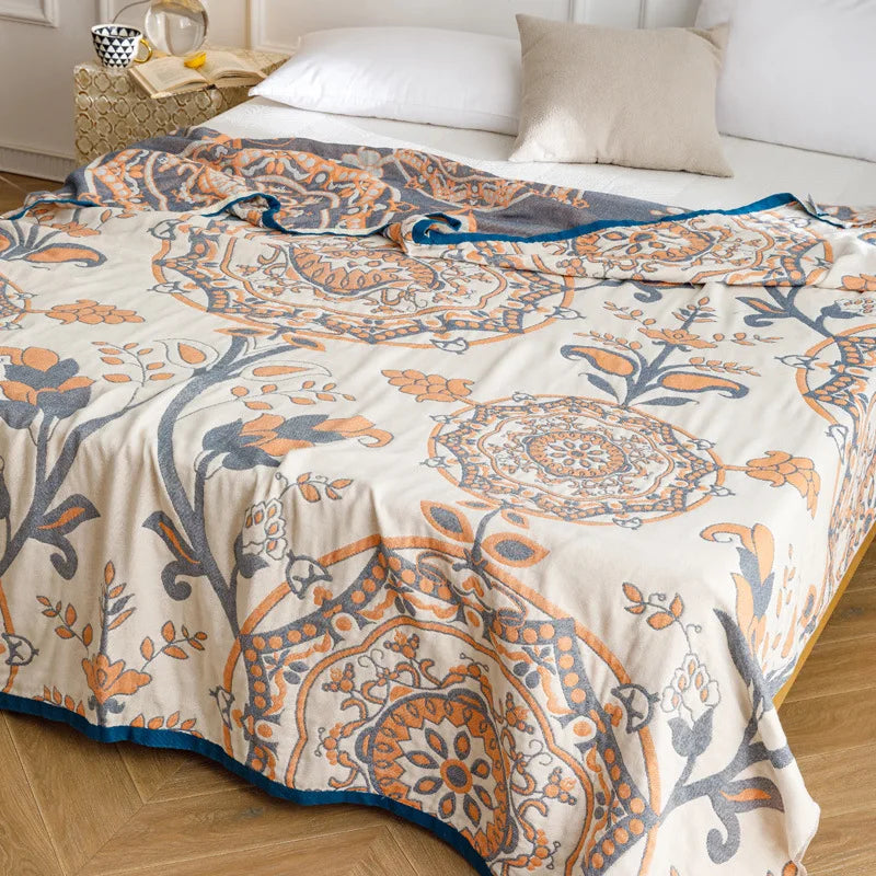 DecorBites™ Cotton Gauze Summer Blanket, Soft Breathable Single Double Bed Nap Blanket
