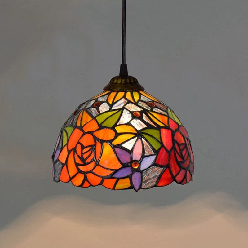 European Stained Glass Pendant Light, 20cm