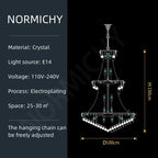 Modern Crystal Staircase Chandelier in Gold or Black