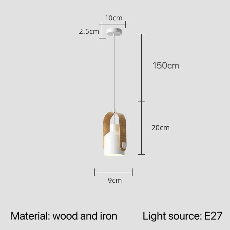 Nordic Adjustable Wood & Iron Pendant Light