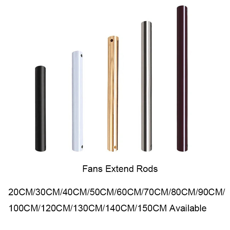 DecorBites™ Ceiling Fans Extend Rods 10cm-100cm, Customizable Lengths, Various Colors