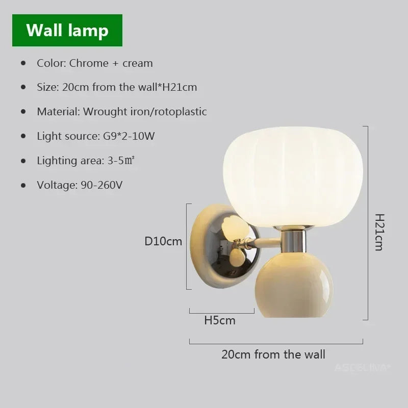 DecorBites™ Cream Breeze Pumpkin LED Wall Lamps, Elegant Lighting for Bedroom Living Room Dining Hallway
