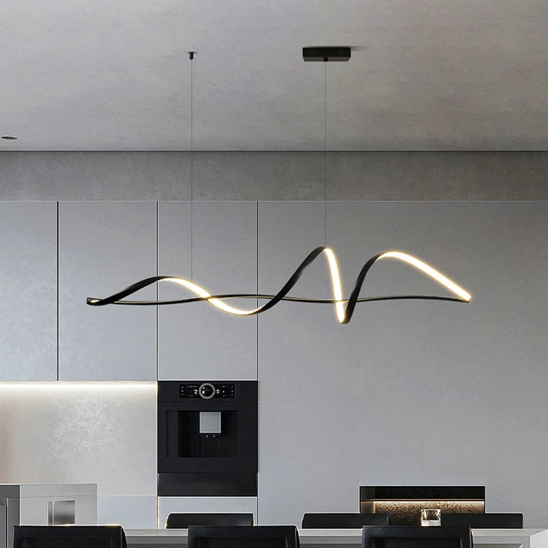 Modern Linear Acrylic Pendant Light in Gold or White