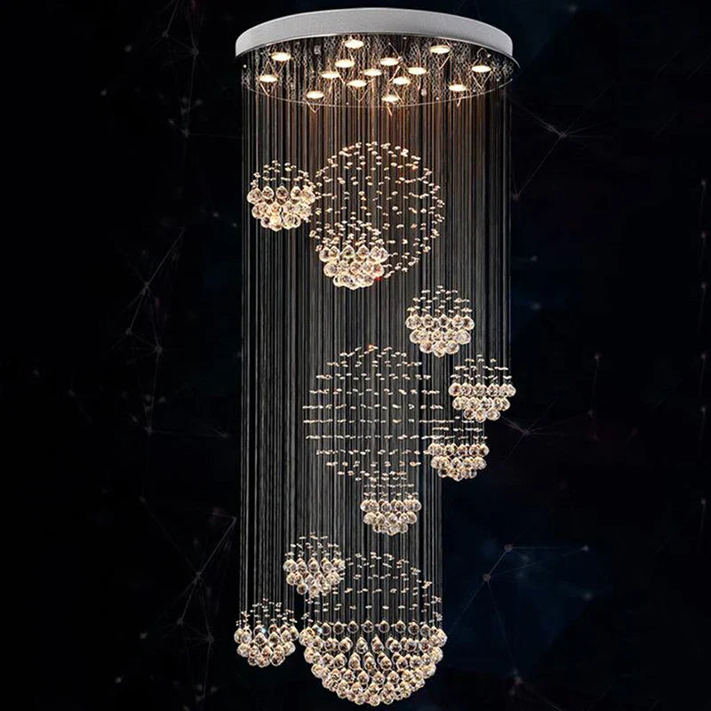 DecorBites™ Crystal LED Chandelier for Large Villa Ceiling Lights & Elegant Home Decor