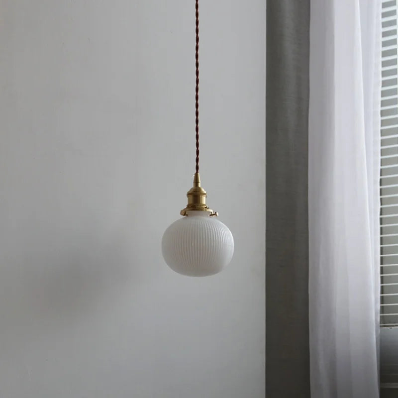 DecorBites™ Copper White Glass LED Pendant Lamp for Modern Living Room Decor