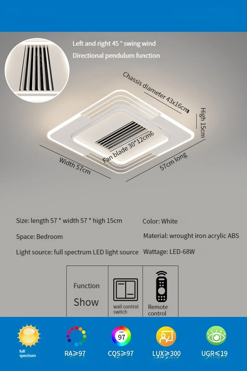 مروحة سقف DecorBites™ LED بدون شفرات مع جهاز تحكم عن بعد لغرفة المعيشة الحديثة