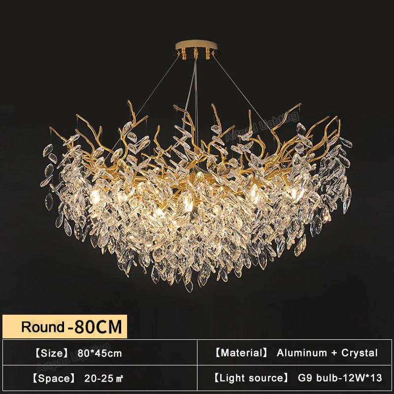 DecorBites™ ثريات كريستال ذهبية لغرفة الطعام، مصباح تعليق فرعي، إضاءة كبيرة