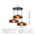 Wabi-Sabi Hollowed Wood Pendant Light in Brown