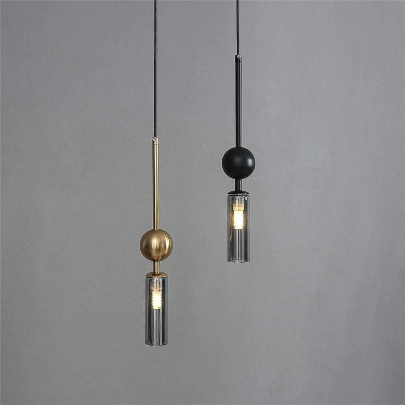 Nordic Gold and Black Glass Pendant Light