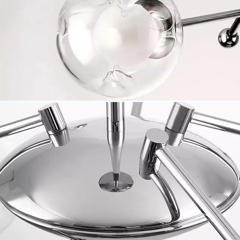 DecorBites™ Glass Ball LED Chandelier Chrome Pendant Lamp for Home Decor