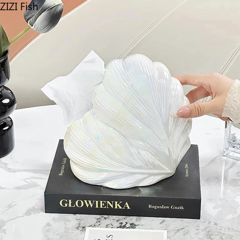 حامل مناديل ورقية من السيراميك بتصميم ريشة قلب من DecorBites™ لديكور المكتب وطاولة السرير