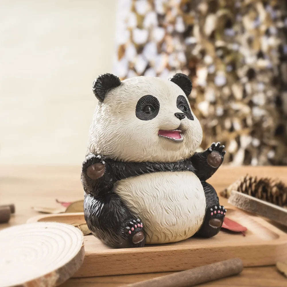 DecorBites™ 14cm Panda Baby Figurines: Fierce & Cute Animal Collection for Home Office Decor