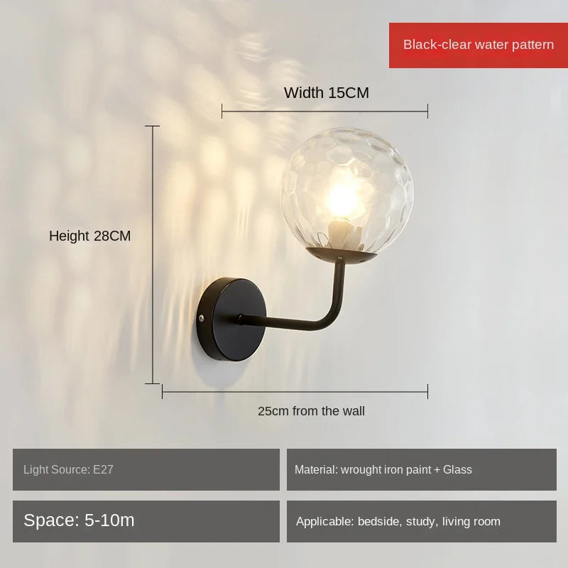 DecorBites™ Glass Ball LED Wall Lamp: Gold Nordic Minimalist Sconces Lighting Bedroom Decor Fixtures