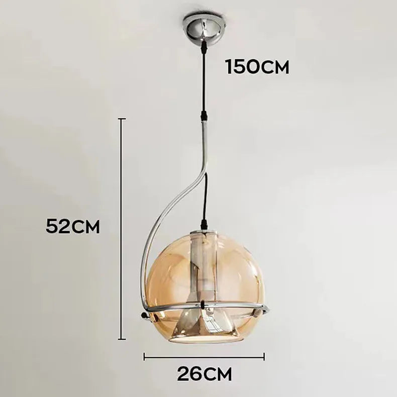 DecorBites™ Industrial Amber Glass Pendant Light Adjustable Chandelier for Kitchen Bedroom Hallway