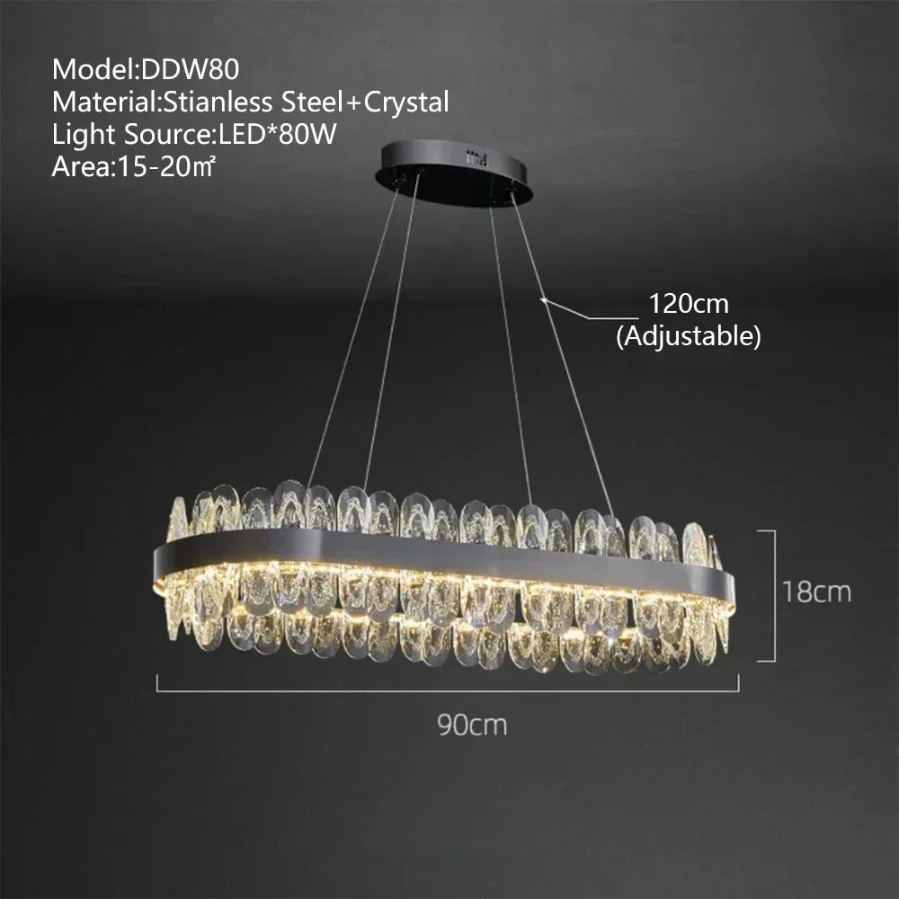DecorBites™ Crystal LED Chandelier: Modern Luxury Interior Pendant Light for Living Room