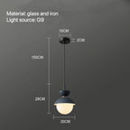 Nordic Glass Globe Pendant Light With Iron Finish