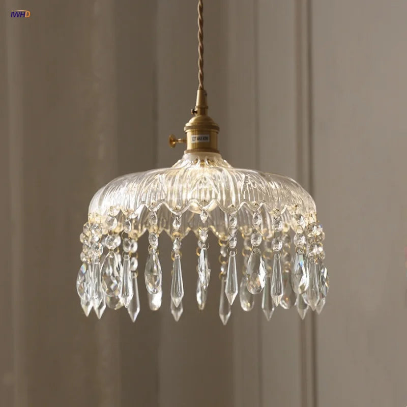 DecorBites™ Crystal Glass LED Pendant Lamp: Modern Luxury Interior Lighting for Home Decor