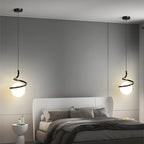 Nordic Glass Ball Pendant Light in Iron Finish