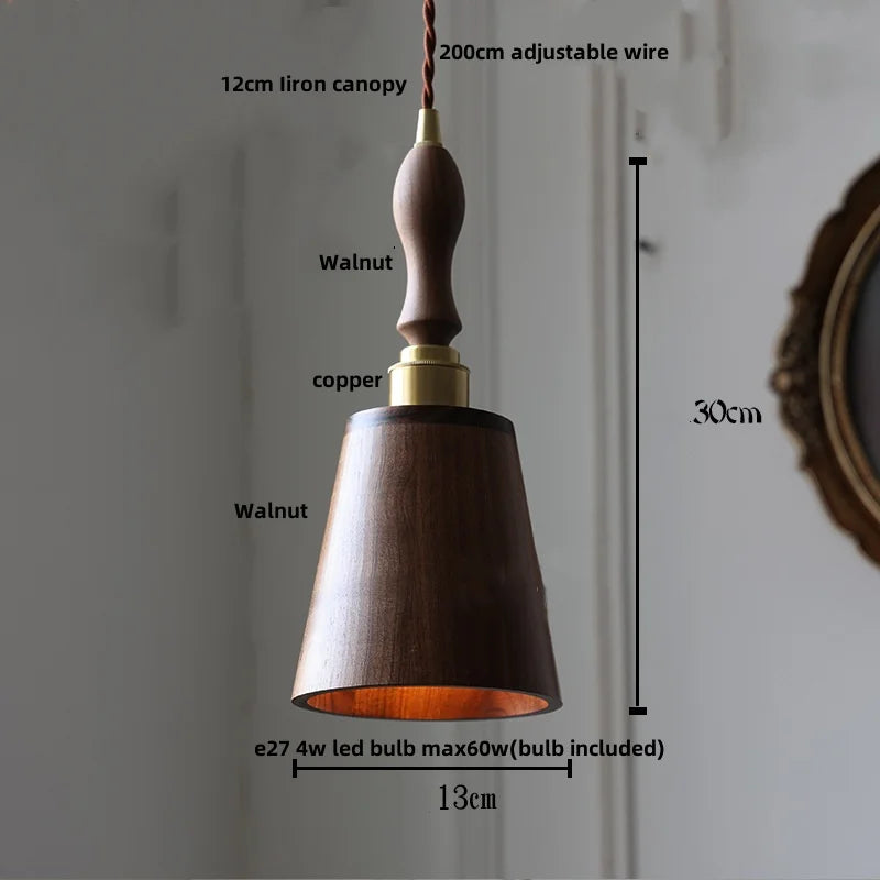 DecorBites™ LED Wood Pendant Light Fixture | Adjustable Hanging Lamp for Home Decor