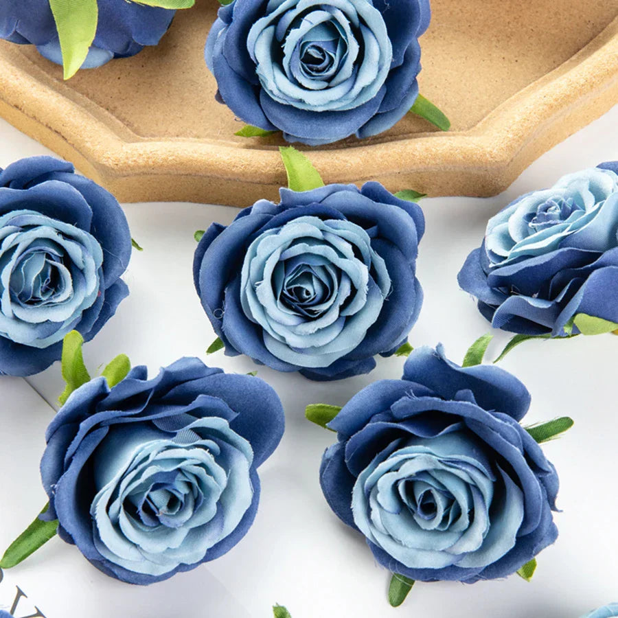 DecorBites™ 10Pcs Silk Blue Rose Wedding Party Decoration DIY Bridal Accessories Artificial Flowers