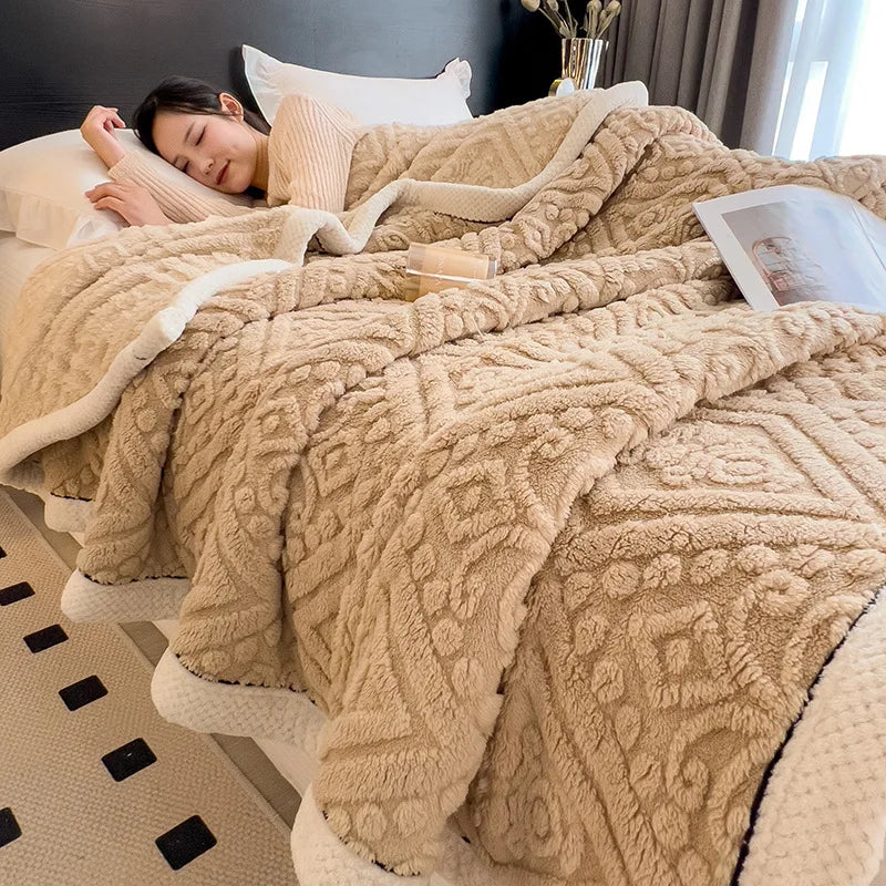 DecorBites™ Coral Fleece Warm Blanket: Cozy Thicken Winter Bed Blanket