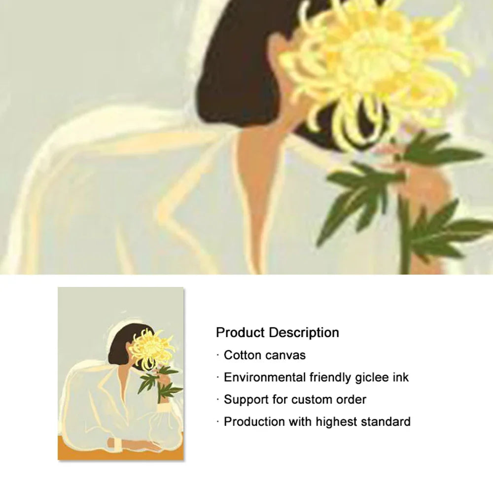 Abstract Girl Hand Fruit Flower Leaf Vase Wall Art Canvas Painting