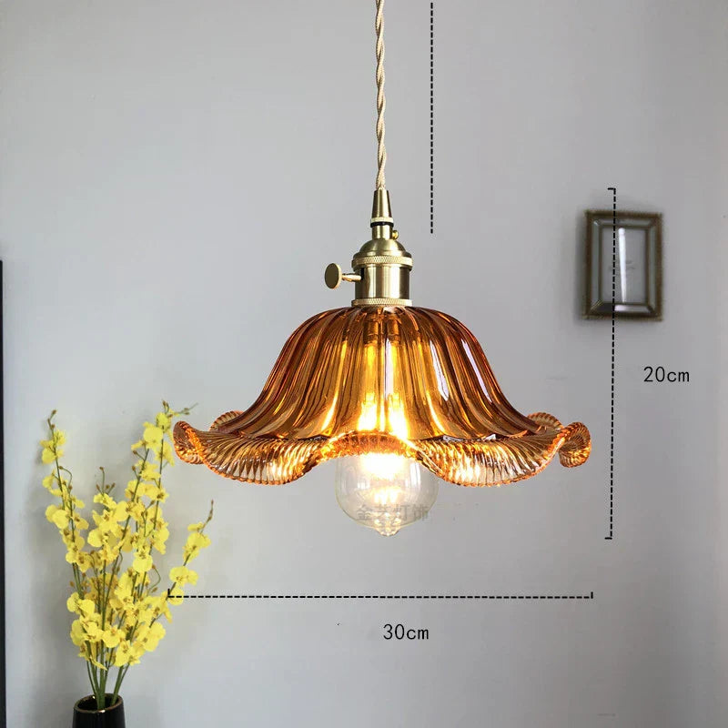 DecorBites™ Glass Industrial Pendant Light: Loft Style Fixture with Copper Socket for Home Decor