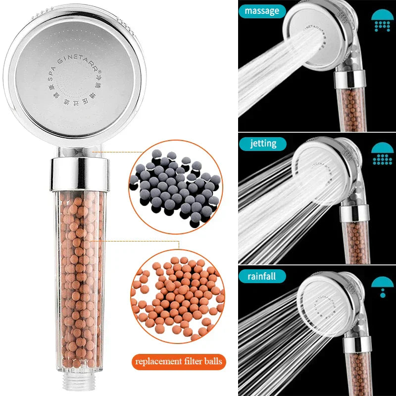 DecorBites™ 3-Function Adjustable High Pressure Shower Head for Spa Experience